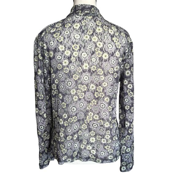 Vintage Y2K Xhilaration Sheer Mesh Blouse Floral Button Down Retro 90s Top - Picture 6 of 7